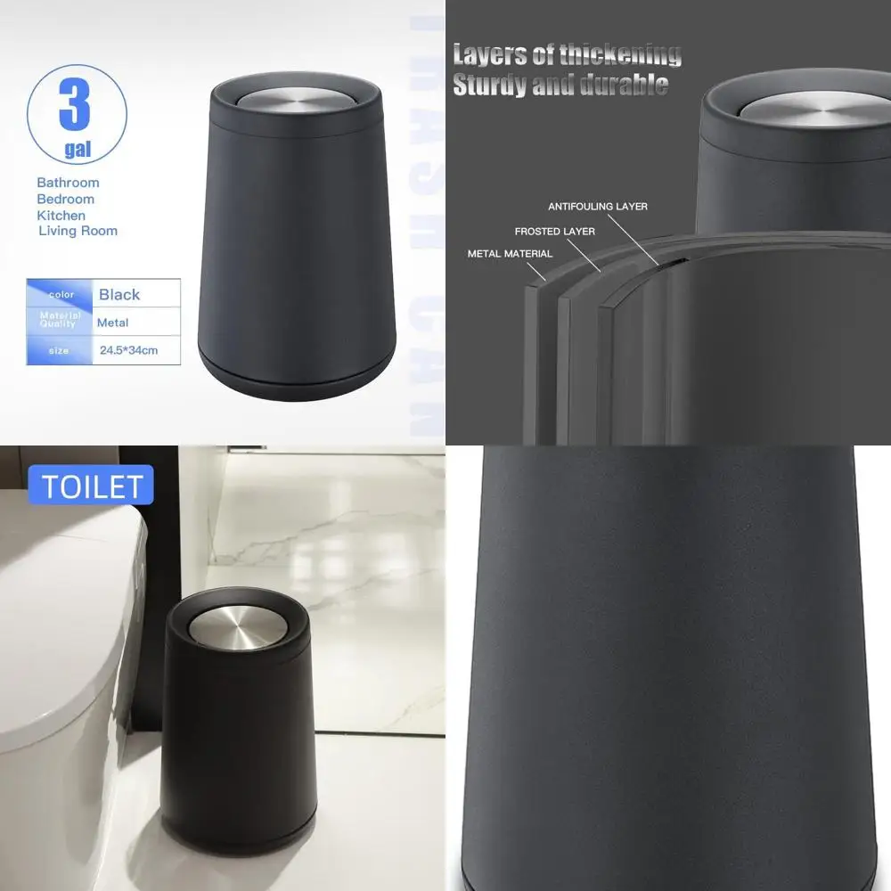 

Stainless Steel Swing Lid Trash Can, 10L Capacity, Suitable for Home and Office, Modern Design for Kitchen, Living Room, Bedroom