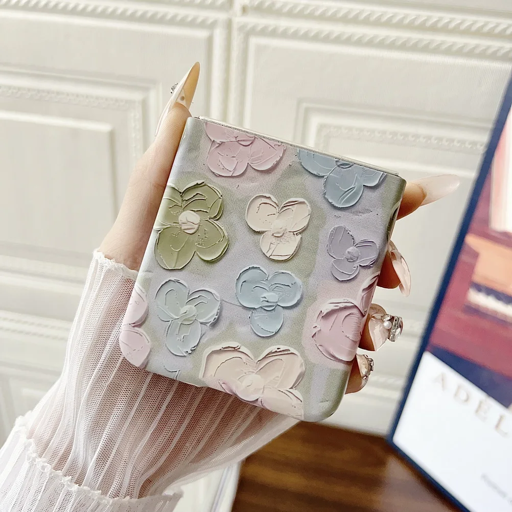 3d colorido efeito em relevo aquarela flor caso de telefone para samsung galaxy z flip 7 6 5 4 3 ultra fino shokcproof proteger capa