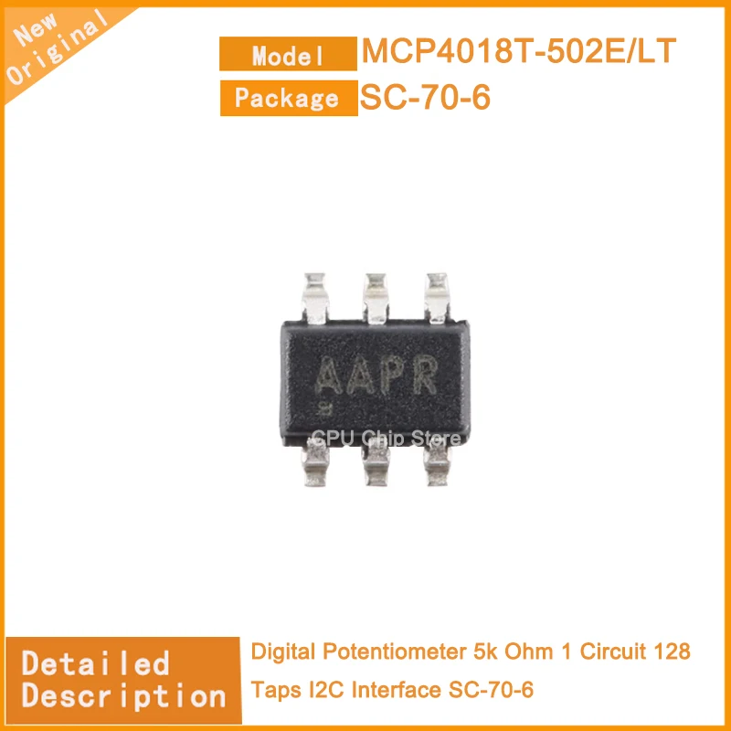 5~50PCS New Original  MCP4018T-502E/LT  MCP4018T-502E Digital Potentiometer 5k Ohm 1 Circuit 128 Taps I2C Interface SC-70-6