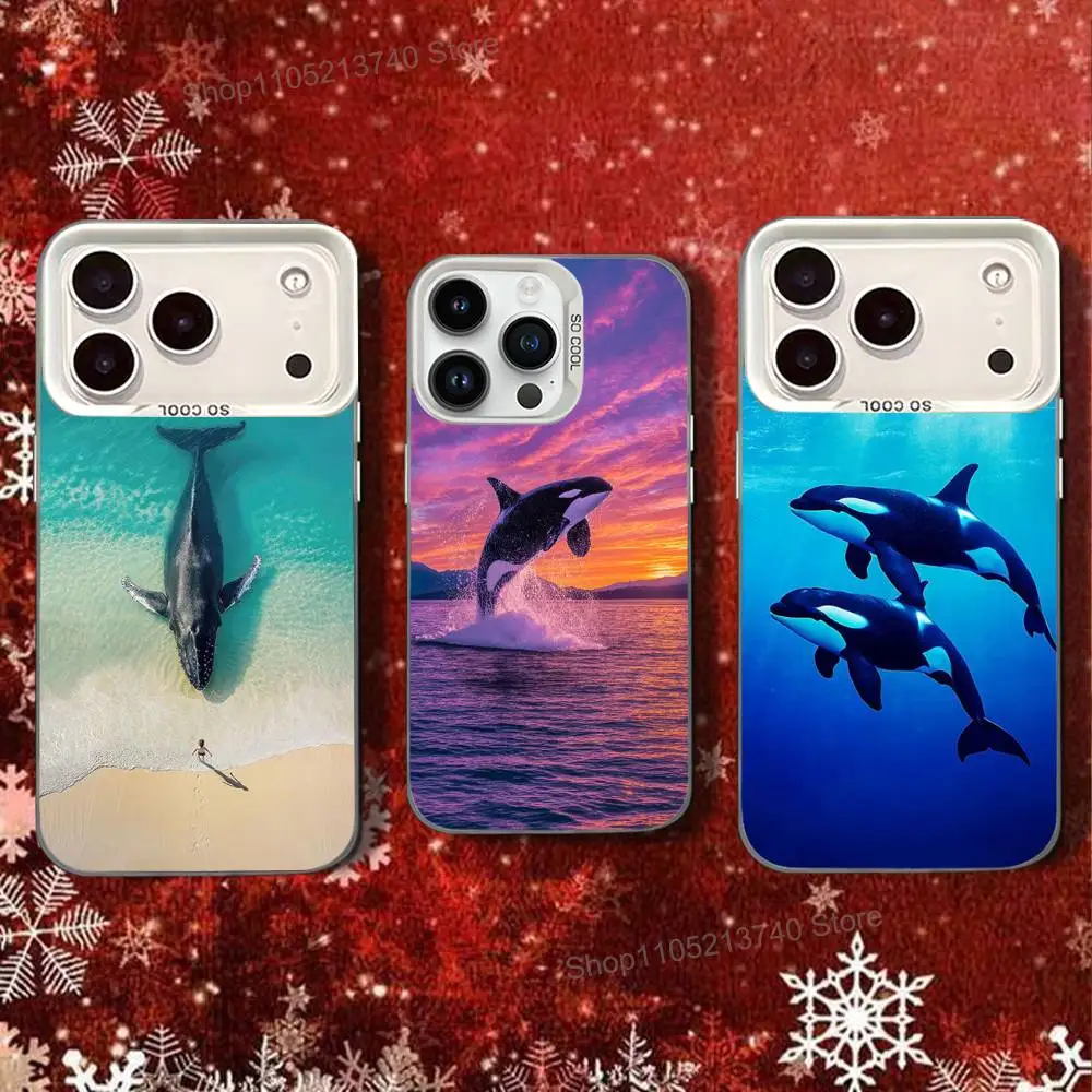 

Orca Killer W-WhaleS For iPhone 14,16,15,17,13,12,17,Pro,SE4,Max,Plus,Air,Mini Phone Case White Candy Matte Shockproof Cover