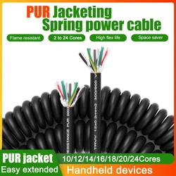 PUR Polyurethane Jacket Retractable Cord Spring Spiral Power Cable 10/12/14/16/20/24 Cores Flexible Extened Tensile Signal Wire