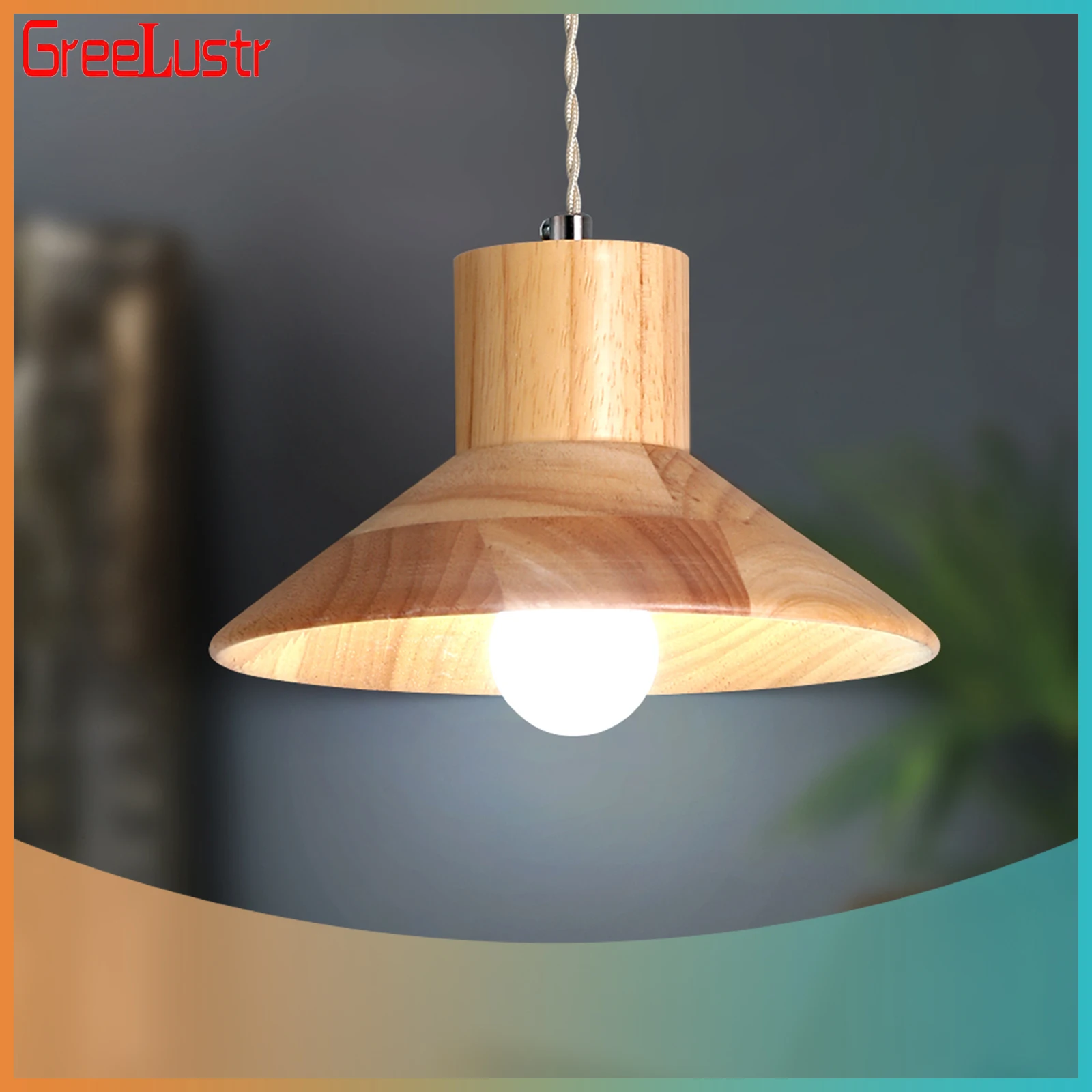 

Wooden Pendant Lighting Led Ceiling Lamp Chandelier Bulbs Restaurant Kitchen Island Table Home Decor Fixtures Hanging Lustres