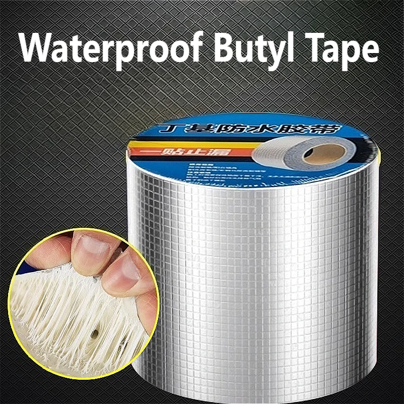 Thicken Butyl Tape Waterproof Tape High Temperature Resistance Aluminum Foil Wall Pool Roof Crack Duct Repair Sealed DIY Tape