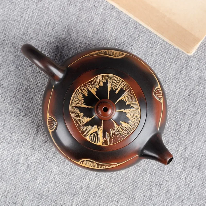 Chinese mainland ceramic teapot pure handmade raw ore Ni material large mouth Han tile pot bronze size capacity tea set