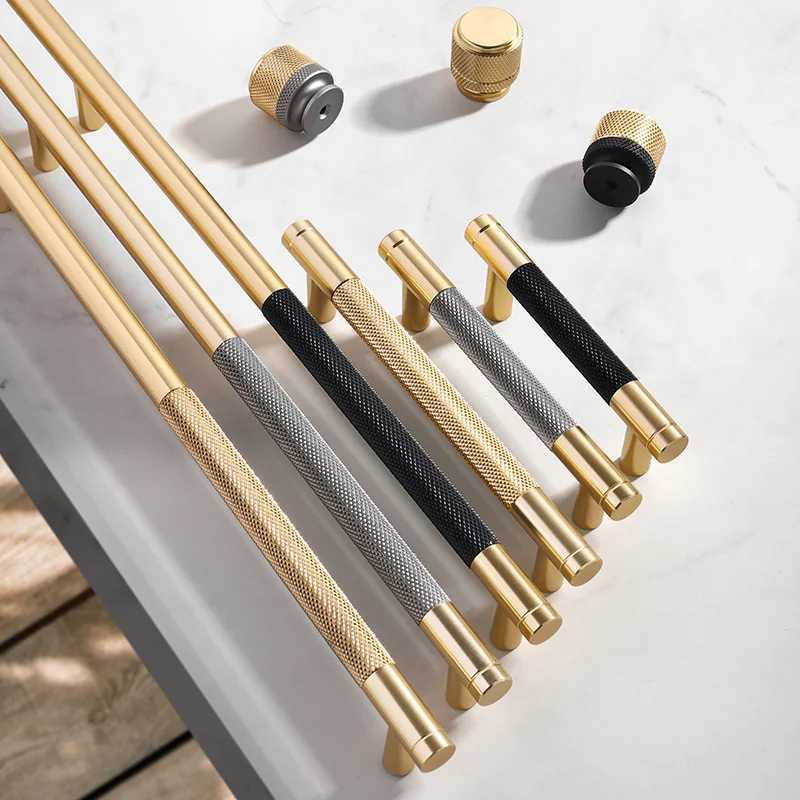 Nordic Wardrobe Handles–Gold Copper Black Drawer Knobs Extended American-Style Aluminum Alloy Cabinet Pulls Furniture Hardware