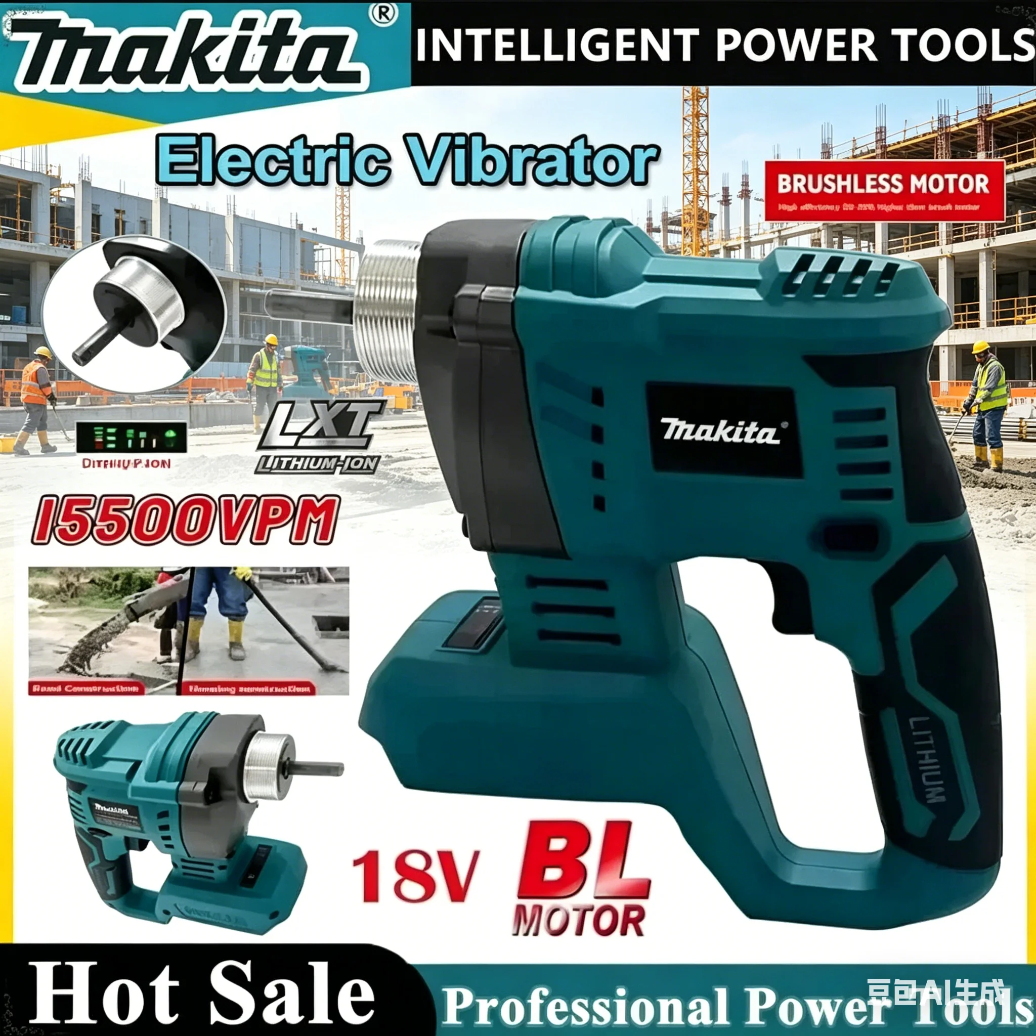 makita-mixing-brushless-power-tool-cordless-electric-concrete-vibrator-concrete-compactor-concret-18v-tool