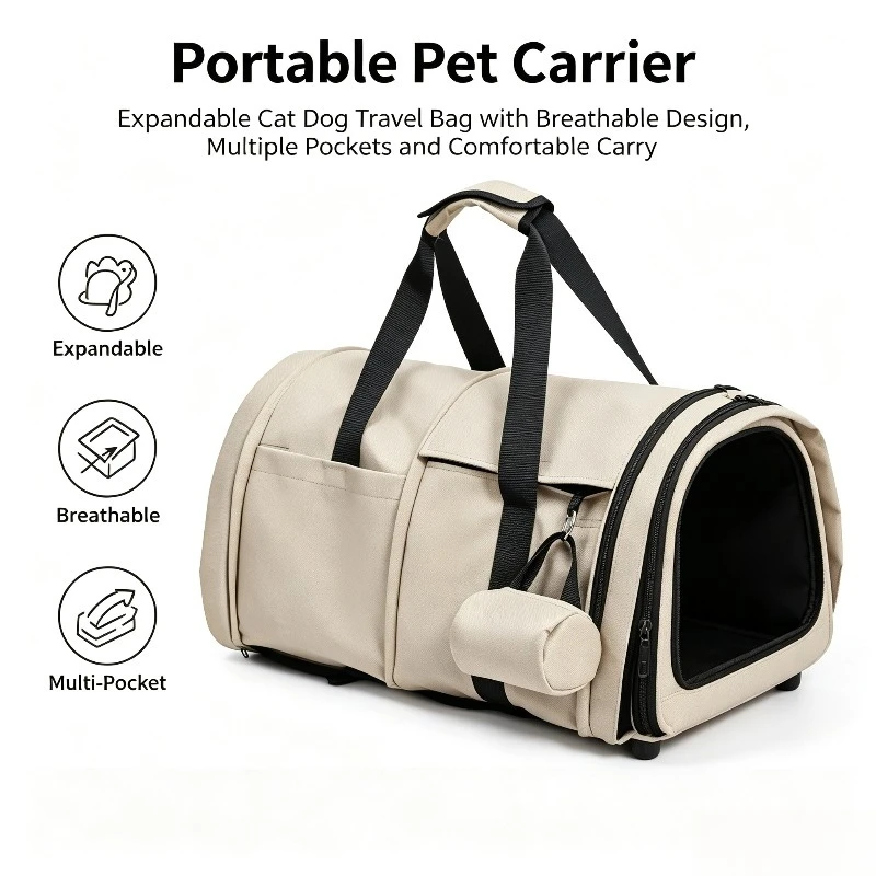 Expandable Breathable Pet Backpack Carrier Portable Travel Handbag for Cat Small Dog Outdoor Trip