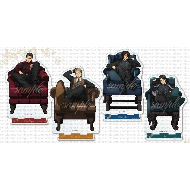 Juego Hange Zoe Eren Yeager Levi Ackerman Hans Jean Kirstein muñeco con soporte acrílico figura de Anime modelo placa Cosplay juguete para regalo