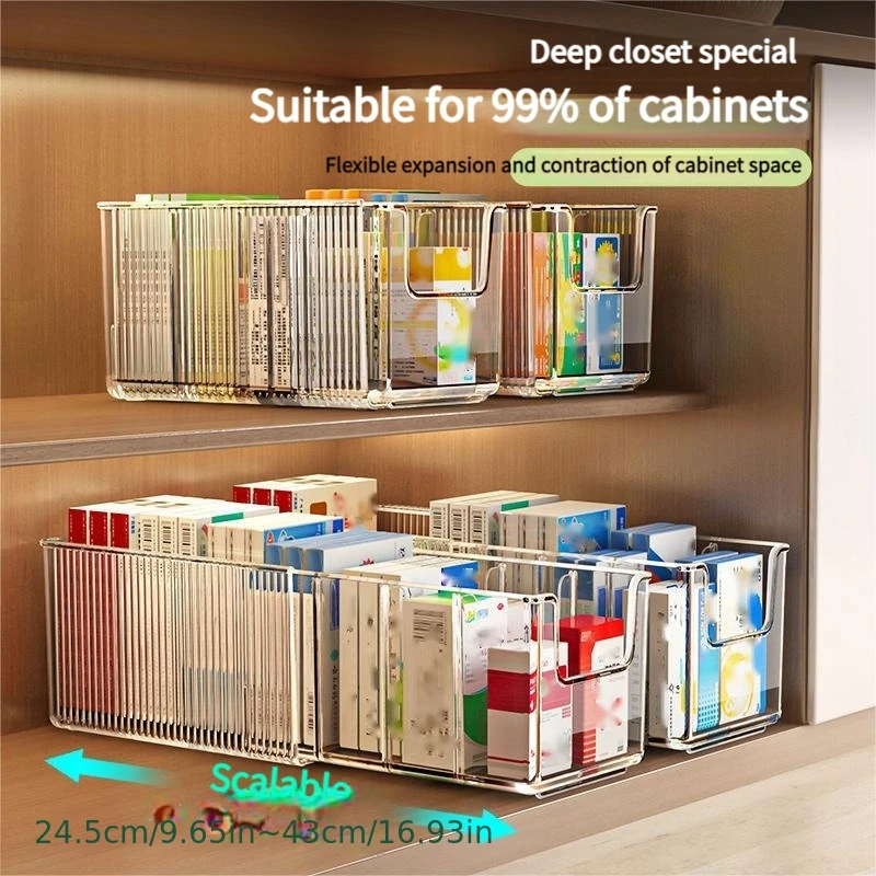 1pc Modern Medicine Storage Box Transparent Scalable Storage Box Cabinet Ointment Holder Medicine Baskets for Home Organization
