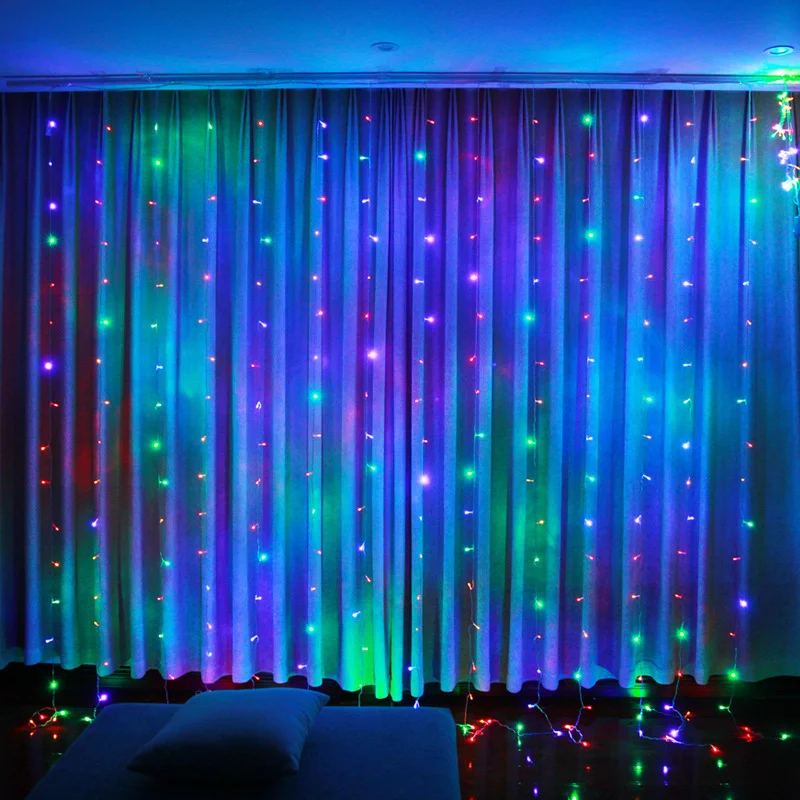 Guirnalda de luces LED con USB para decoración del hogar, cortina de luces de hadas de Navidad para dormitorio, fiesta de Navidad, colgante de Noel, Año Nuevo, 2025