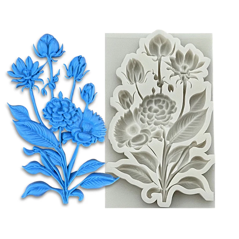 Flower Peony Silicone Sugarcraft Mold Resin Tools Cupcake Baking Mould Fondant Cake Decorating Tools