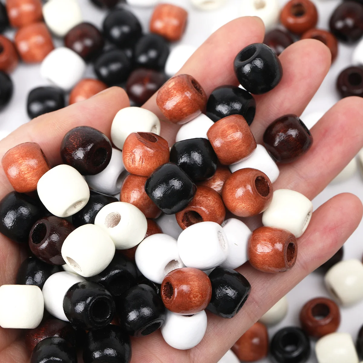 About 33/66pcs 12mm Large Hole Round Wooden Beads, Natural Wood Spacer Beads for DIY Bracelet Jewelry Making Craft Supplies
