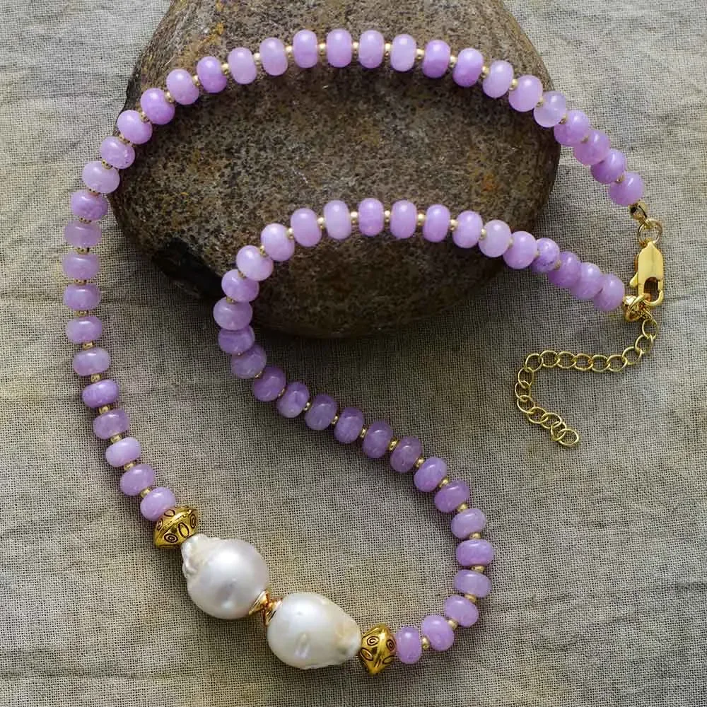 

Luxury Freshwater Baroque Pearl Jades Woman Elegant Collar Choker Necklaces Wholesale Wedding Party Anniversary Jewelry Gifts