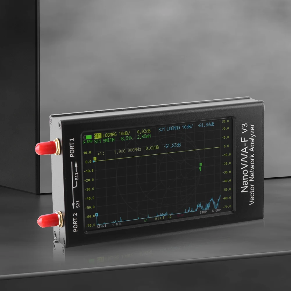VNA-F V3 Vector Network Analyzer 4.3 Inch Screen HF VHF UHF SHF Antenna Analyzer 801 Scan Points 1MHz-6GHz VNA Analyzer