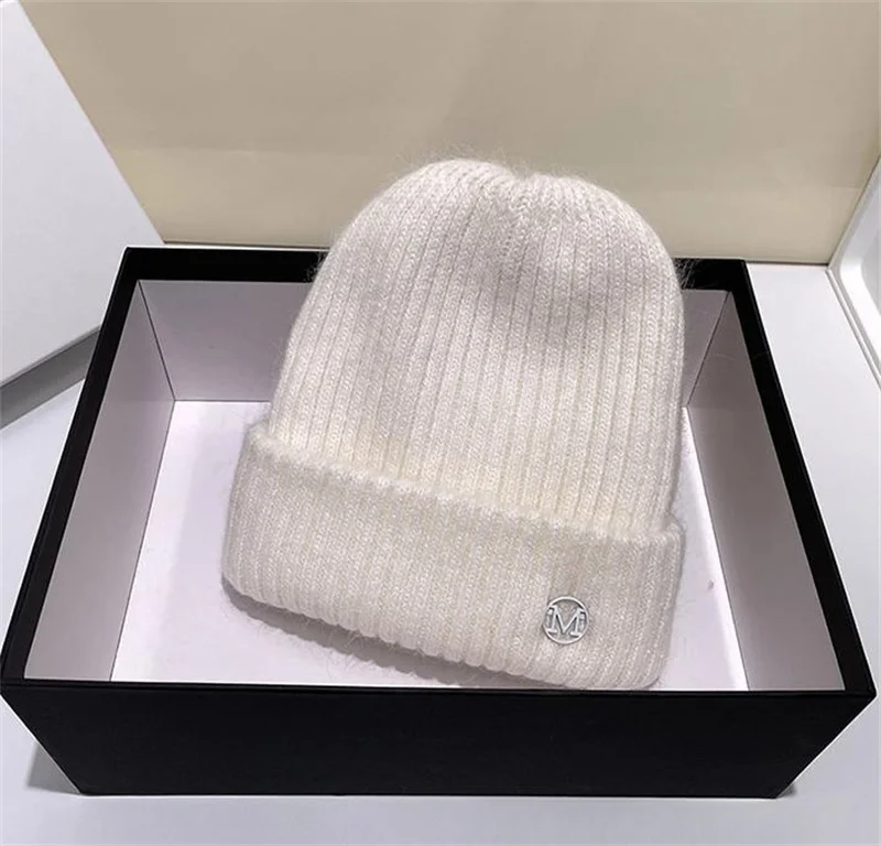 New Winter Hats For Women Wool Blended Knit Couple Cap Lady Thread Knitted Beanie Chapeau Warm Bonnet