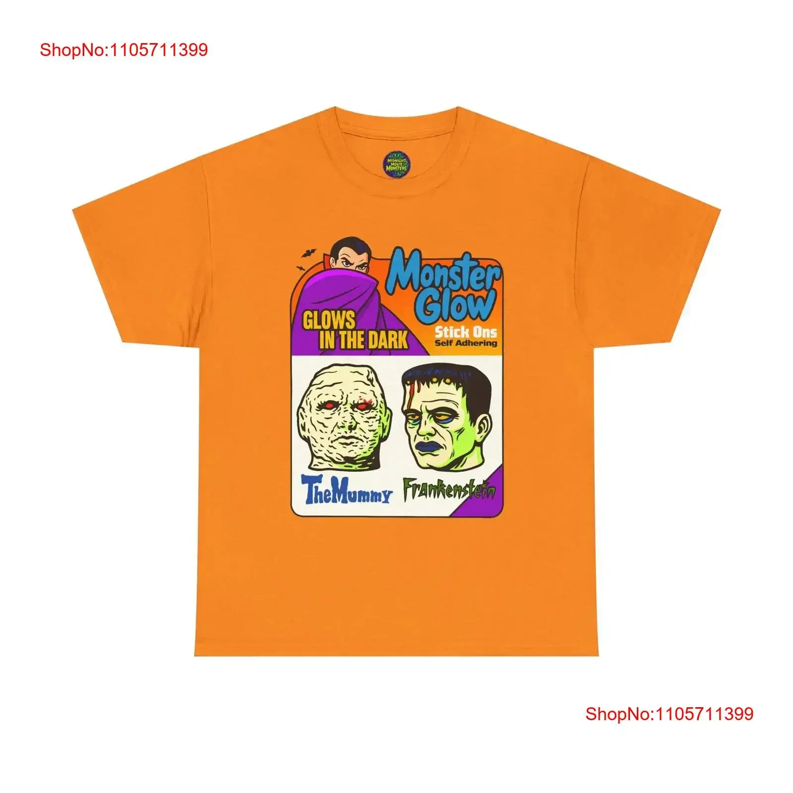 Monster Glow Stick Ons The Mummy Frankenstein T Shirt Retro long or short sleeves vintage Washed Soft fashion streetwear