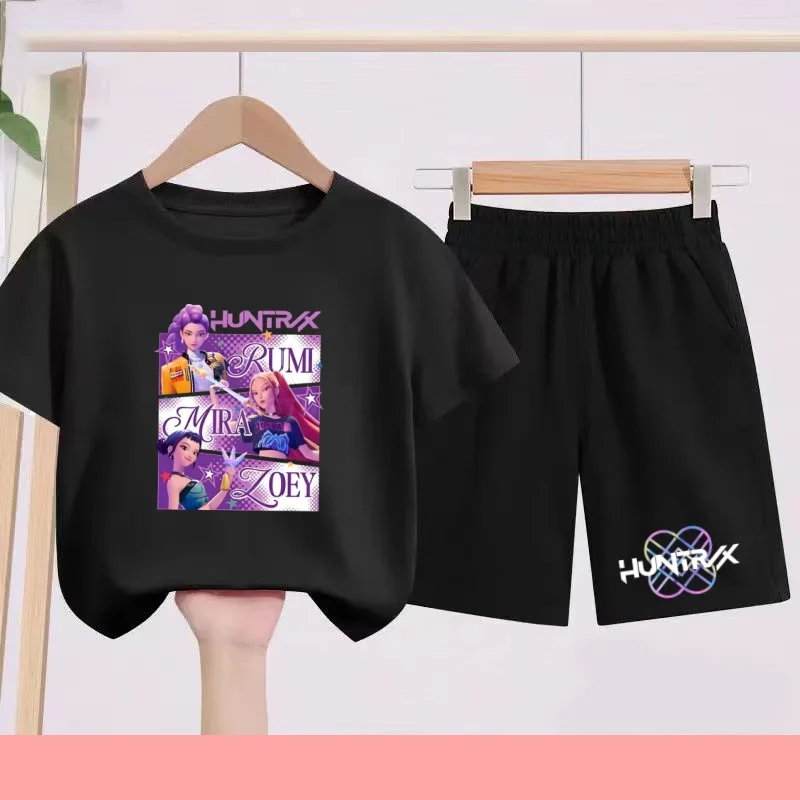 

2 Piece Set Summer 3-12 Age Children T-Shirt Casual Anime Cartoon Printed Short Sleeve+Shorts Comfortable Breathable Sportswear