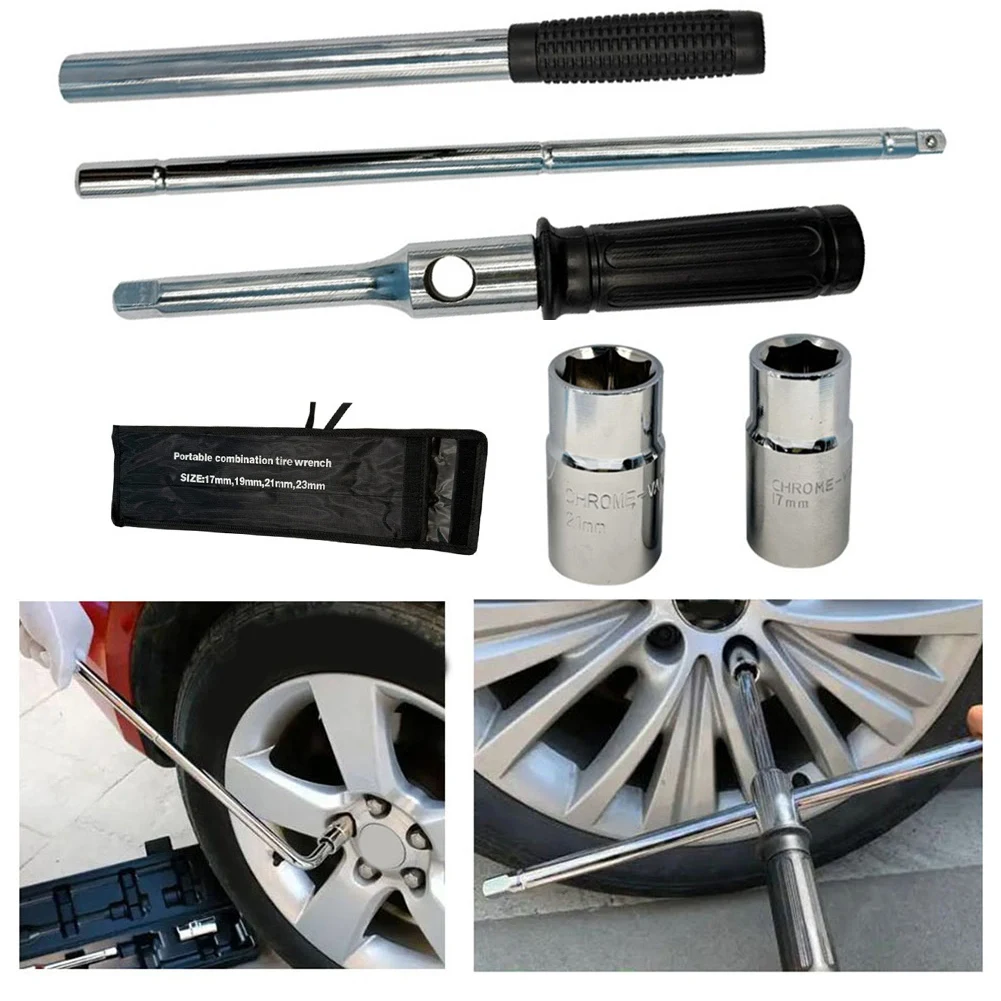 Chiave per dadi a croce pieghevole con struttura in acciaio resistente e presa da 17 19 21 23 mm per auto e macchinari