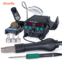 Silverflo 938BD-III Soldering Station Rapid Heating 2 in 1 T12 Soldering Iron Hot Air Gun Solder Station with Auto Sleep