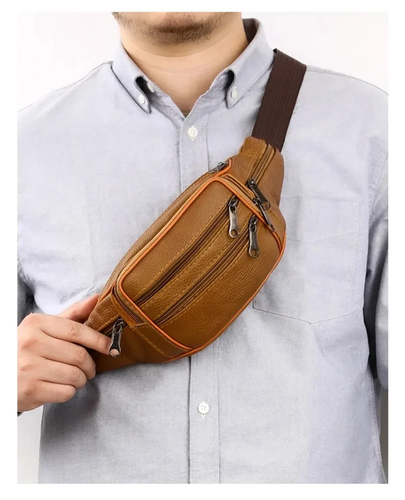 Umhängetasche Luxuriöses Design Langlebige Taschen Brusttasche Business Herren-Handtasche Schultertasche Herren Echtleder Brusttaschen – Detail 9