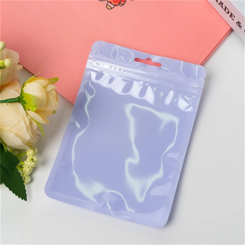 50pcs/lot Reusable Plastic Zip Lock Bags Transparent Macaron color Sealing Bag for DIY Jewelry Retail Display Wrap Packaging Bag