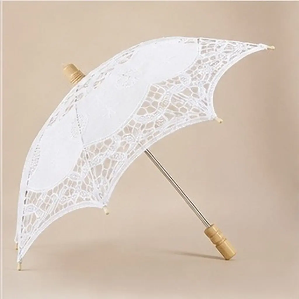 1Pcs Lace Parasol Wedding Bridal Umbrella Exquisite Embroidered Decor Prop for Photo Shoot Pastoral Theme Stage Performance