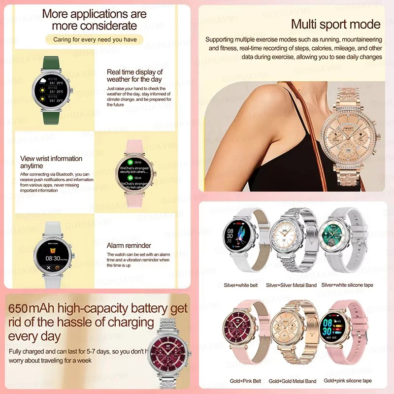 Female Health Smart Watch for Women Health Full Touch Screen Female cycle Reminder Call Sport ECG Smartwatch Custom dial Ladies