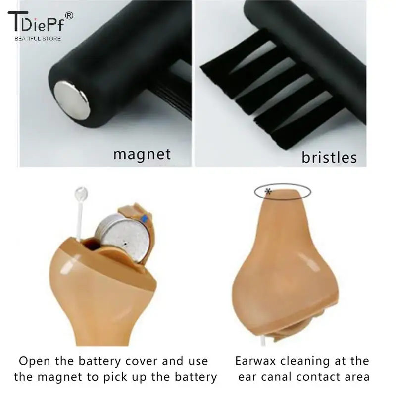 1-8 pz/set strumenti per la pulizia degli apparecchi acustici spazzola per la pulizia degli apparecchi acustici filo per la pulizia dello sfiato con magnete e pulizia dell'anello di cera