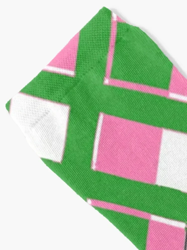 Pink and Green Plaid aka Tartan Socks Rugby hockey Man Socks Women's