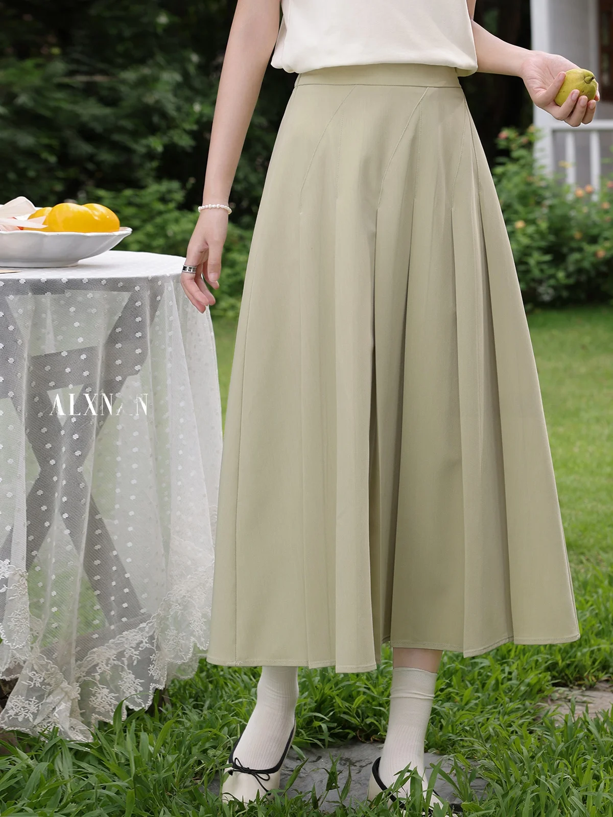 

Юбка А-силуэта с высокой талией, цвет «жемчужная роза», женская летняя модная повседневная свободная модель во французском стиле, новинка 2025 года