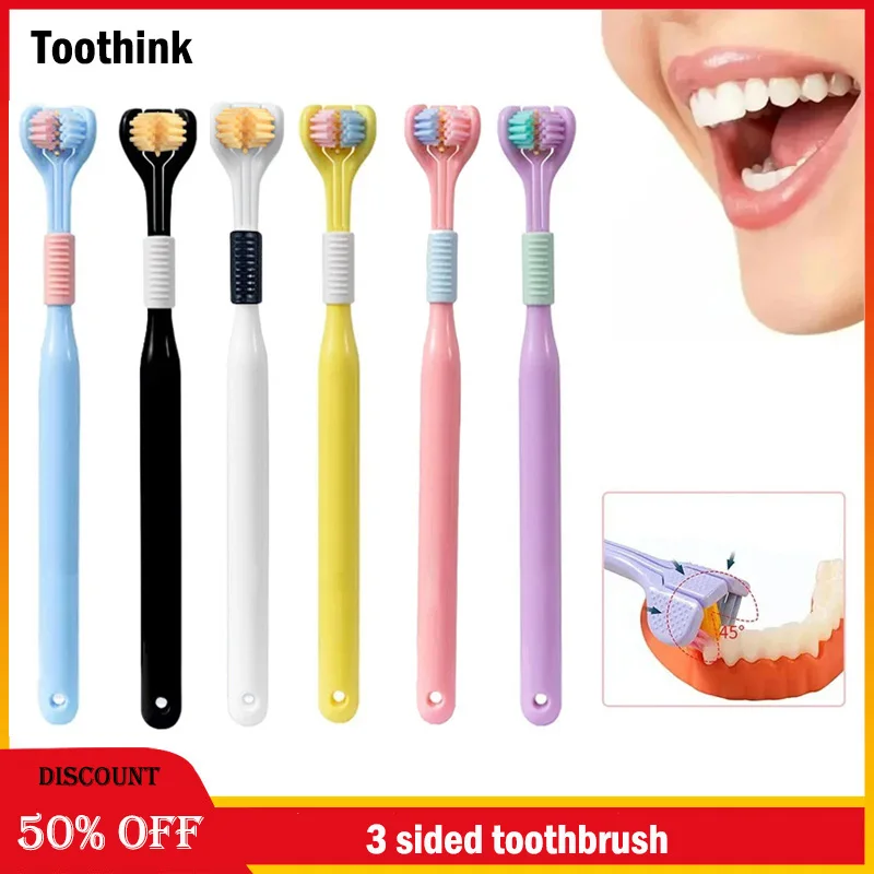 Too think 3-seitige Zahnbürste ultra feine erwachsene Zahnbürste Zungen schaber weiches Haar Tiefen reinigung Mundpflege 3D Stereo Zahnbürste
