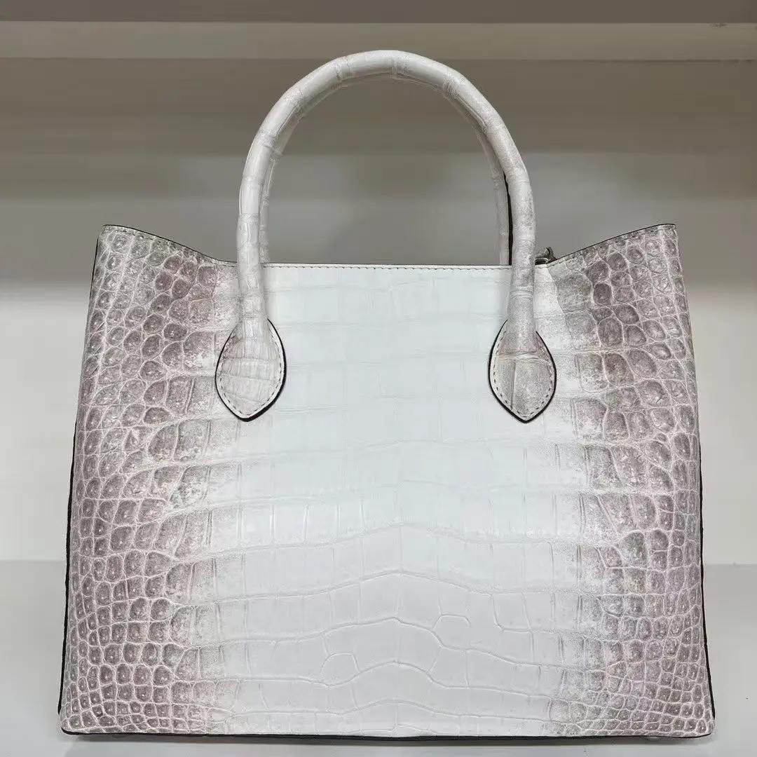 2026 New production Himalaya white 100% genuine real crocodile leather women tote handbag alligator skin lady bag