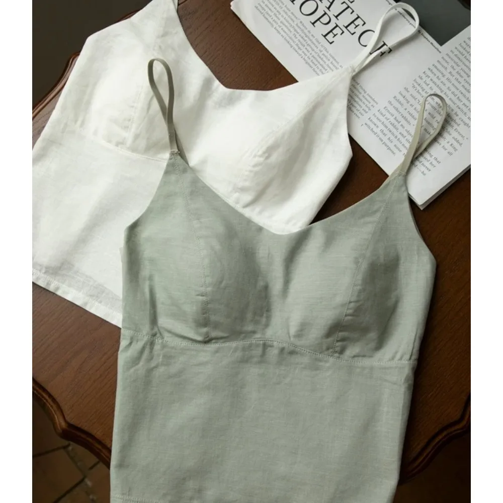BANERDANNI Lazy Old Money Style Camisole For Ladies Summer Sleeveless Backless Vest With Built‑in Bra Daily Outer Inner Tops