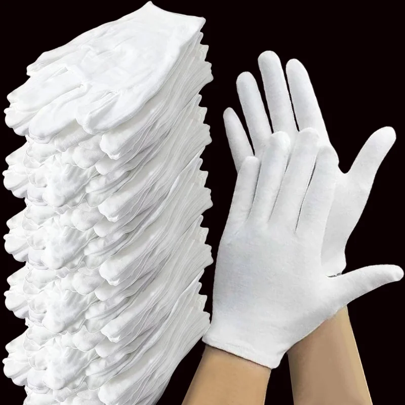 White Cotton Soft Etiquette Gloves for Women Men Cultural Disposable Non-woven Protection Gloves Waiters/Drivers/Workers Mittens