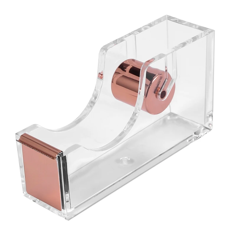 

Deluxe Acrylic Design Office Desktop Tape Dispenser Clear Rose Gold