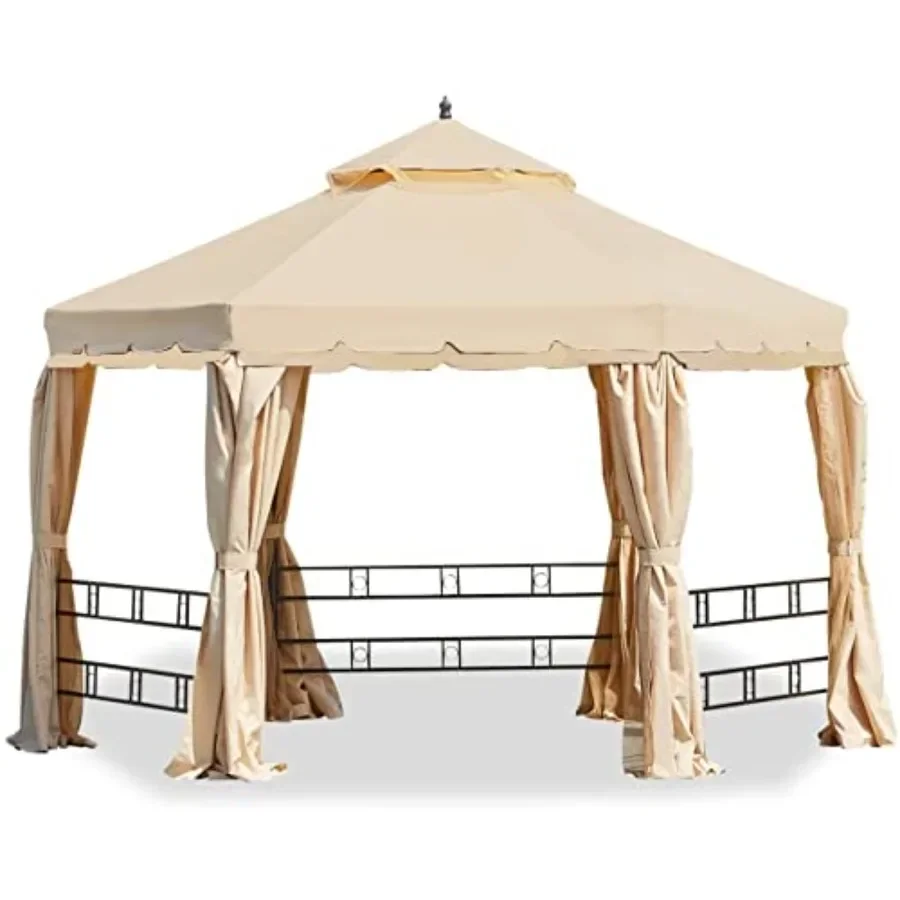 Replacement  Top Cover for 12ft Hexagon Gazebo - Riplock 350 Fabric Black UV Protection and Weather Resistant