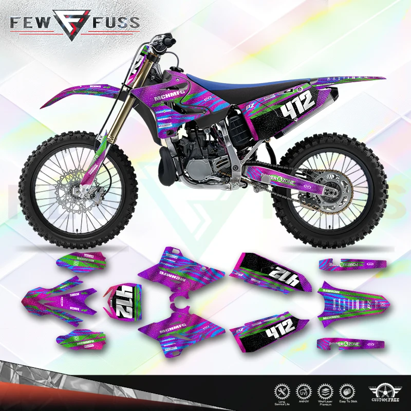 Fewfuss Holographic Chrome Racing Decal Graphics Kit for Yamaha YZ125 YZ250 2015 to 2021 YZ250X 16 to 21 Motorcycle Stickers 03