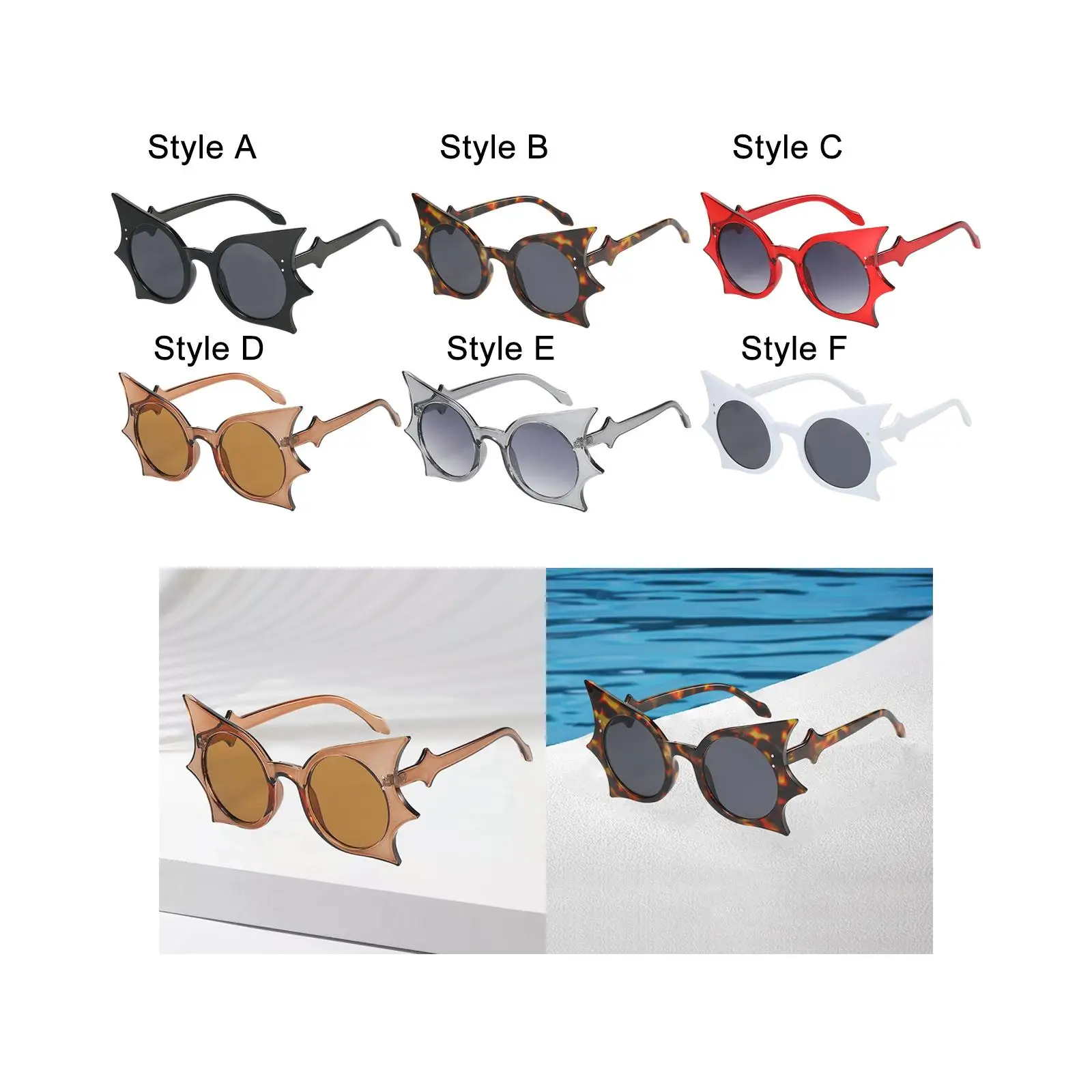 Bat Shape Sunglasses Driving Glasses Eyewear Woman Sunglasses for Stage Performance Traveling Backpacking Photo Props Street