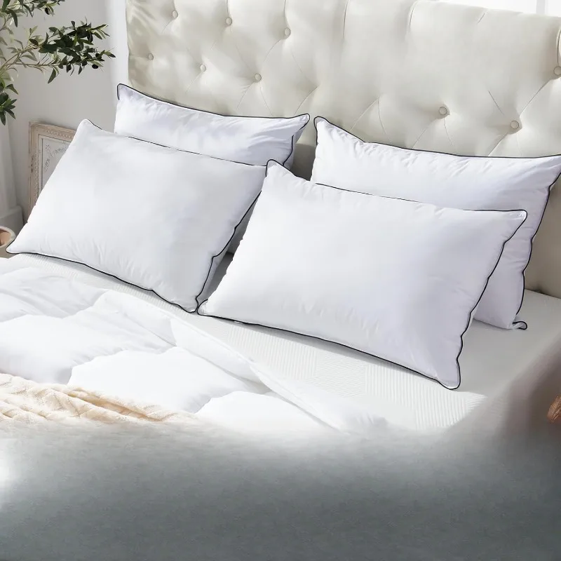 

Down Pillows Set of 2,Luxury Feather Pillow for Sleeping, 600TC/DM Organic Cotton Cover Hotel Bed Pillow, Wrapped in Polyester