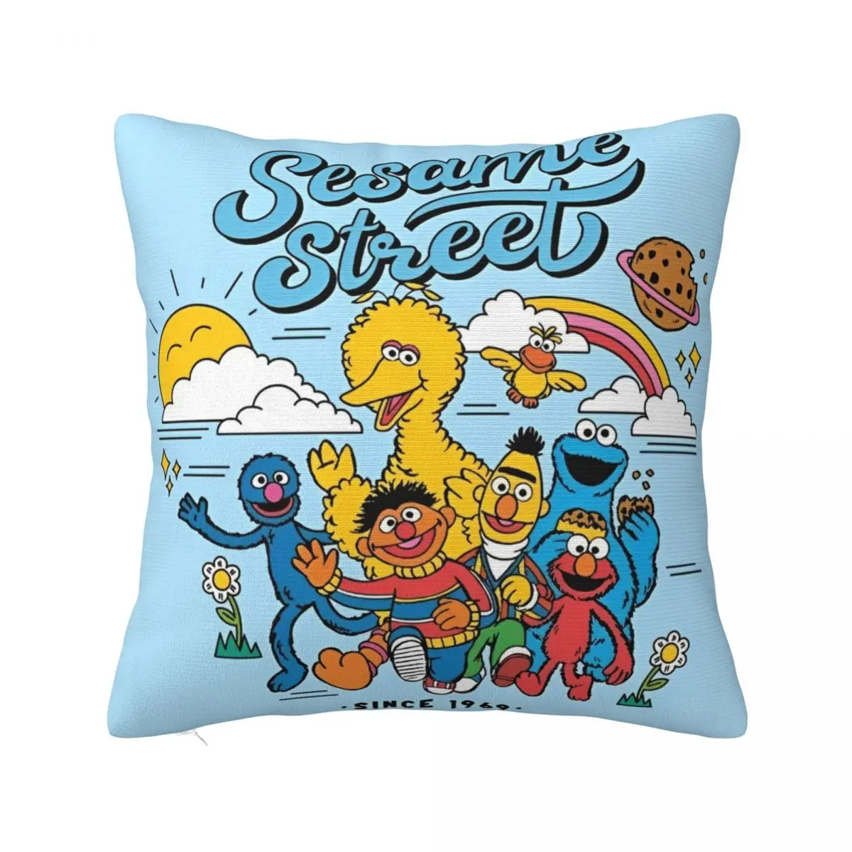 Sesame Streets Cookie Monster Pillowcase Printed Cushion Cover Gift Cartoon Cute Throw Pillow Case Cover Bed Drop Shipping 45cm