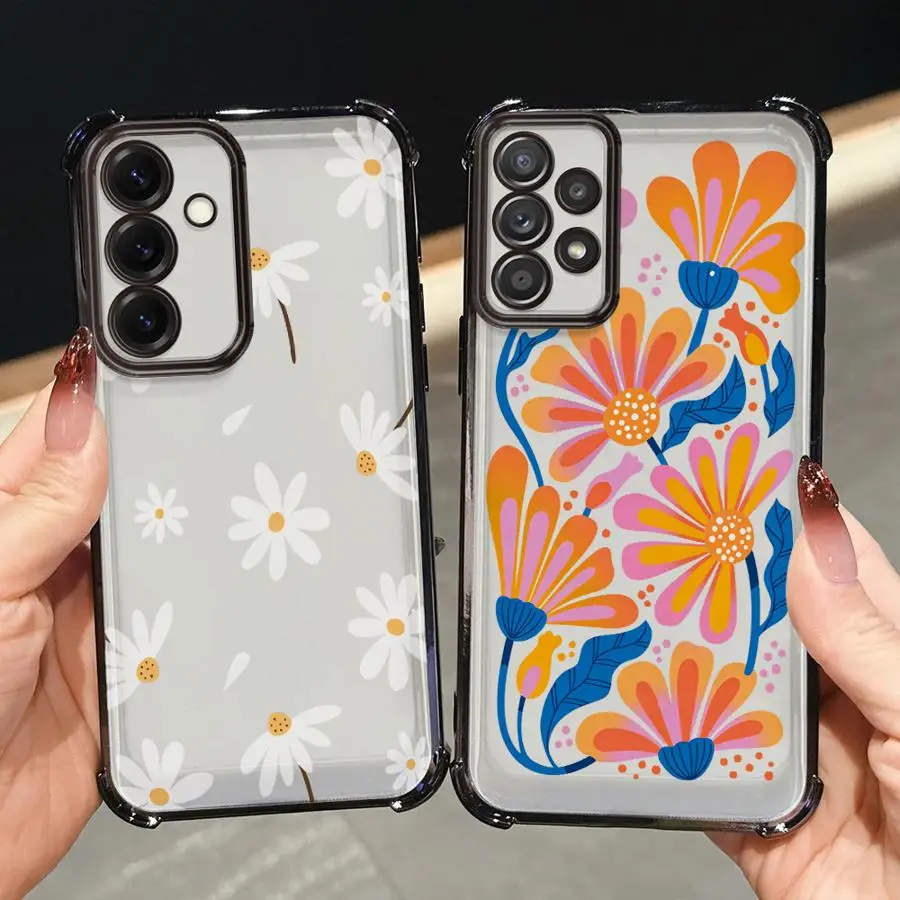 Phone Cover Case for Samsung Galaxy A26 A35 A36 A21s A13 A15 A16 A25 A24 A52 A17 A33 Cartoon Daisy