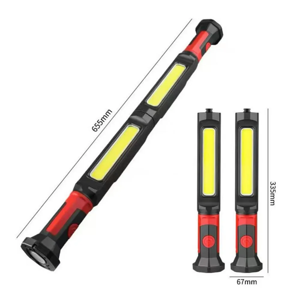 New Detachable Magnetic LED Flashlight Emergency Repair Work Light Waterproof Rechargeable Torch with White Red Warning Light