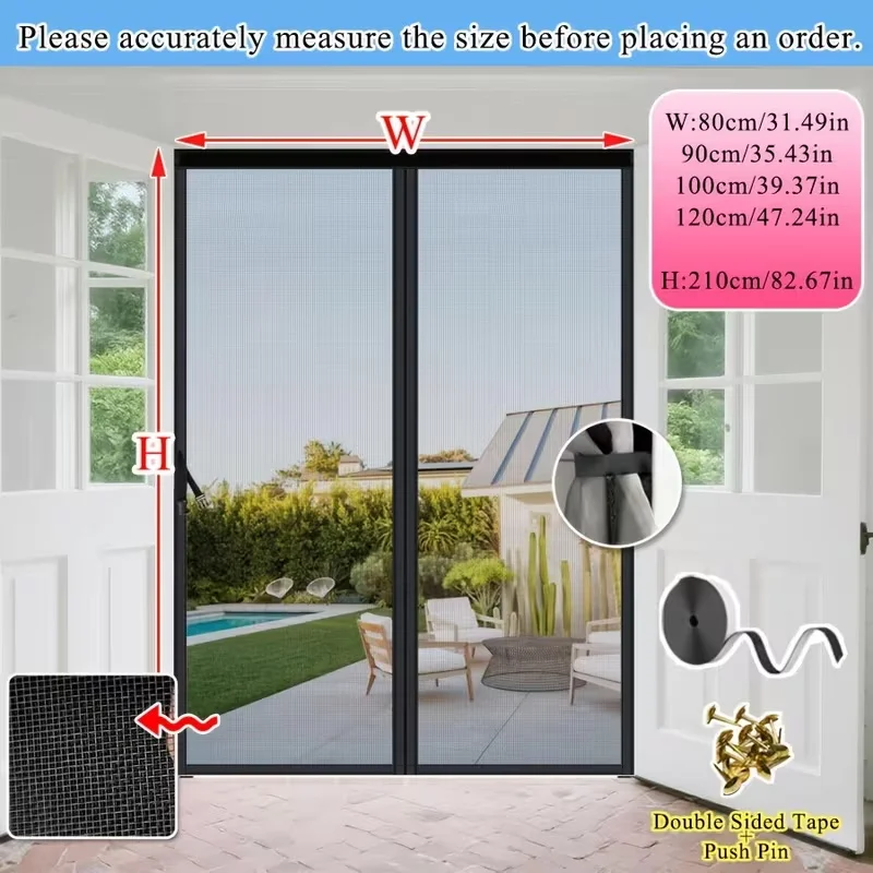 Magnetic mosquito screen door, thickened diamond screen door curtain tear resistant, pet friendly, ventilated and breathable
