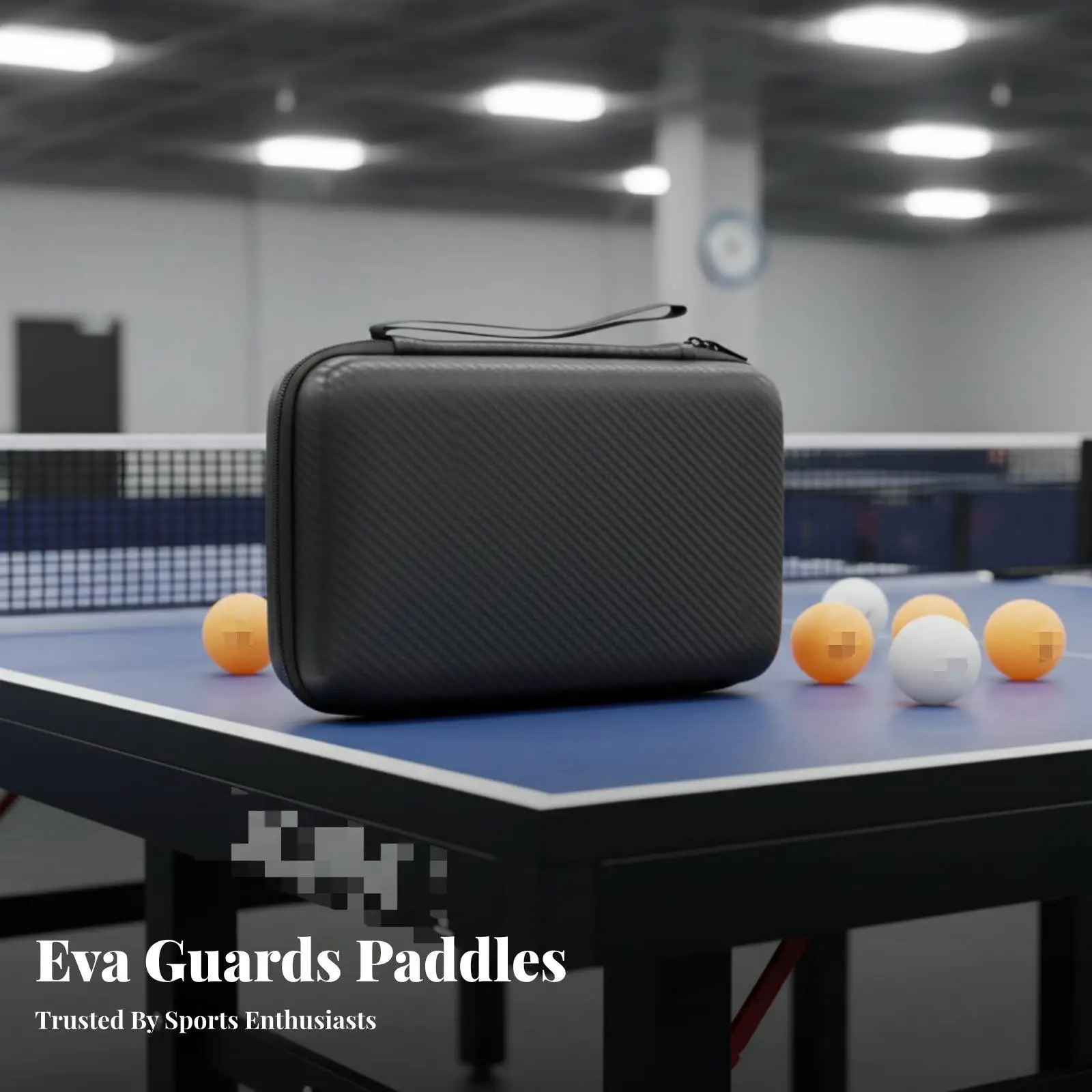 Double Table Tennis Racket Case EVA Hard Shell Protective Storage Box for Two Paddles and Balls