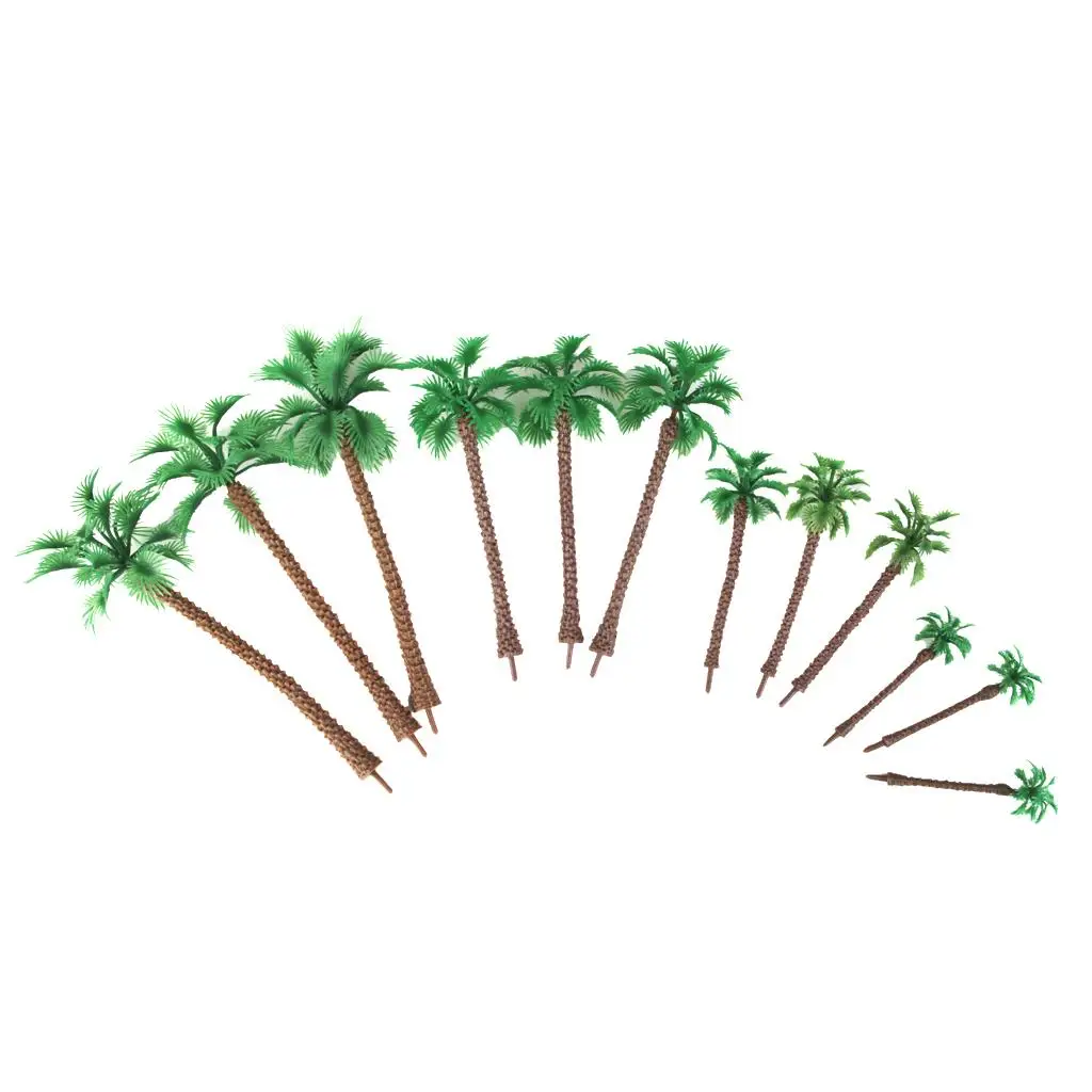 12 Model Palm Trees Railway Artificial Scenery Wargame Plastic Tree HO Scale