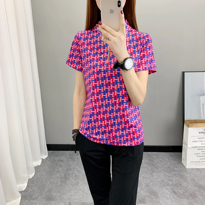 2023 New Summer Quick Dry Elastic Short Sleeve Casual T-Shirts Women's Skin/Sun/UV Protection Workout Athletic Shirts Outdoor