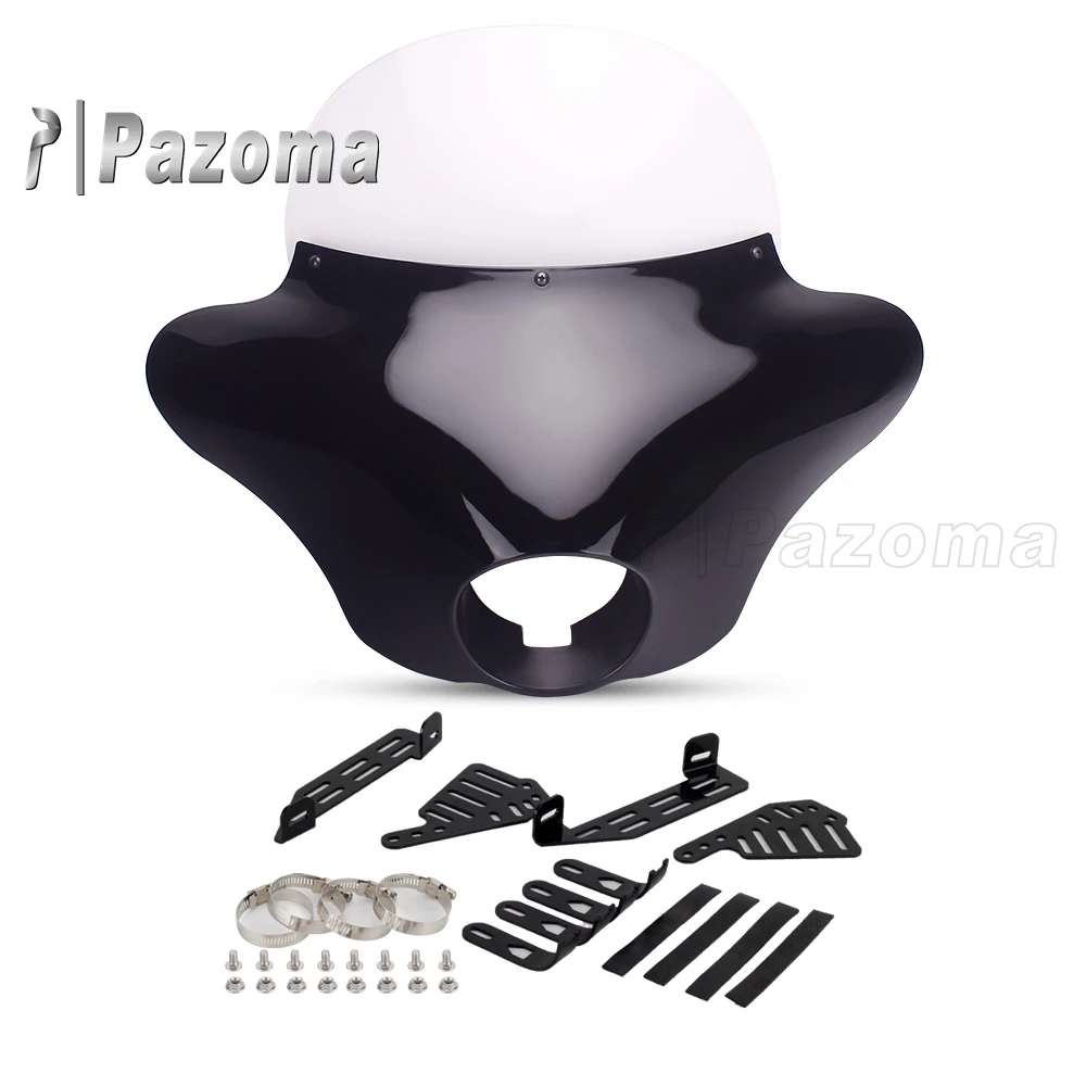 Motorcycle Batwing Fairing Windscreen with Mounting Hardware for Harley Dyna Sportster Fortyeight Street 750 Models