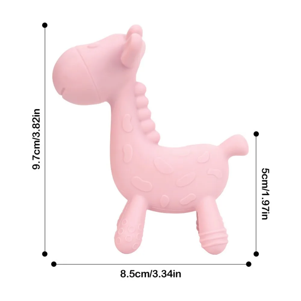 Mordedor de silicona con forma de Animal para niños, juguete para masticar con forma de jirafa, educativo sensorial, regalos, 2 uds.