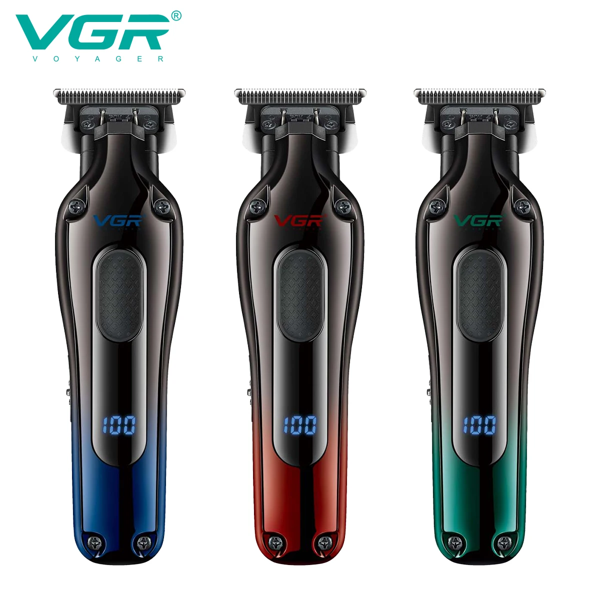 VGR New Design Men's Cordless Rechargeable Professional Hair Clipper Gradient Color Precision Carving Electric Push Clipper V998