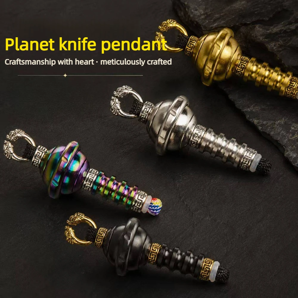 HALOOPLAYER EDC Knife Pendant Planet Quantum Ball Fingertip Card Push Stress Relief Toy Pendant